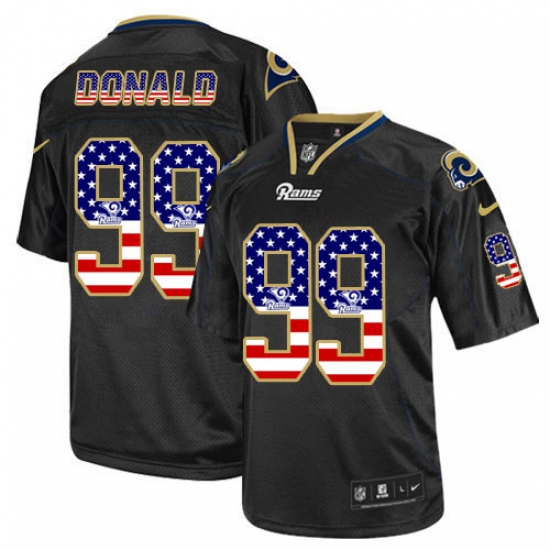 Men's Nike Los Angeles Rams #99 Aaron Donald Elite Black USA Flag Fashion NFL Jersey - Ujersey