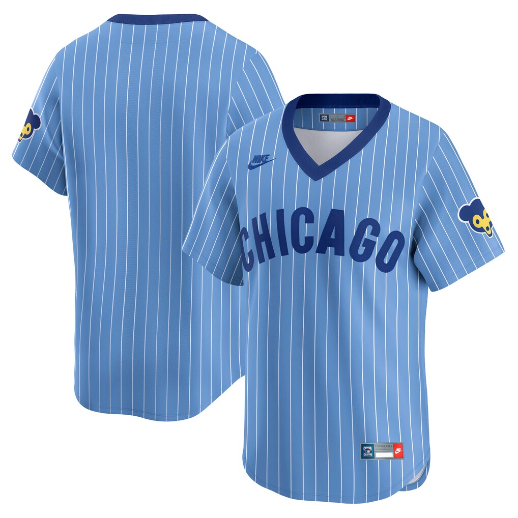 Men's Chicago Cubs Nike Light Blue Cooperstown Collection Limited Jersey - SUjersey01