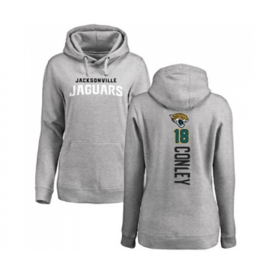 Football Women's Jacksonville Jaguars #18 Chris Conley Ash Backer Pullover Hoodie - Ujersey