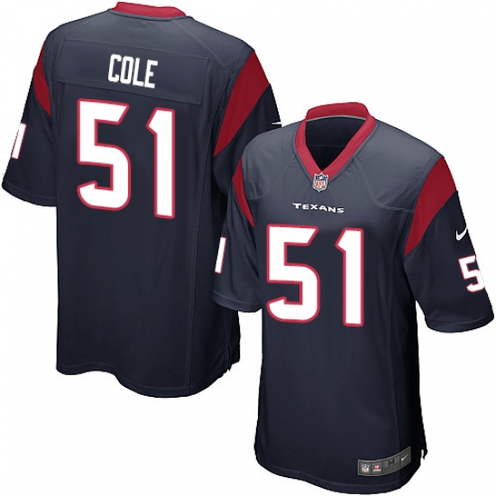 Men's Nike Houston Texans #51 Dylan Cole Game Navy Blue Team Color NFL Jersey - Ujersey