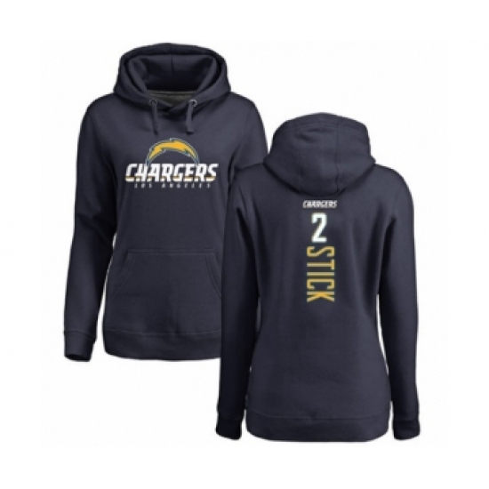 Football Women's Los Angeles Chargers #2 Easton Stick Navy Blue Backer Pullover Hoodie