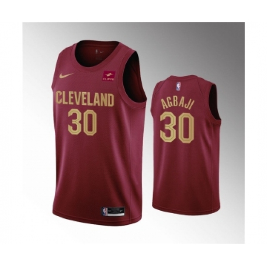 Men's Cleveland Cavaliers #30 Ochai Agbaji Wine Icon Edition Stitched Basketball Jersey - Ujersey