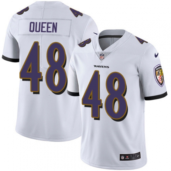 Youth Baltimore Ravens #48 Patrick Queen White Stitched NFL Vapor Untouchable Limited Jersey - Ujersey