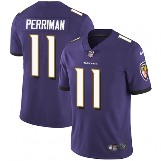 Youth Nike Baltimore Ravens #11 Breshad Perriman Purple Team Color Vapor Untouchable Limited Player NFL Jersey - Ujersey