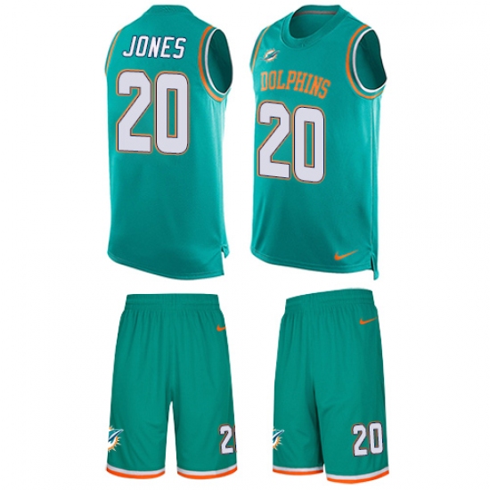 Men's Nike Miami Dolphins #20 Reshad Jones Limited Aqua Green Tank Top Suit NFL Jersey - Ujersey