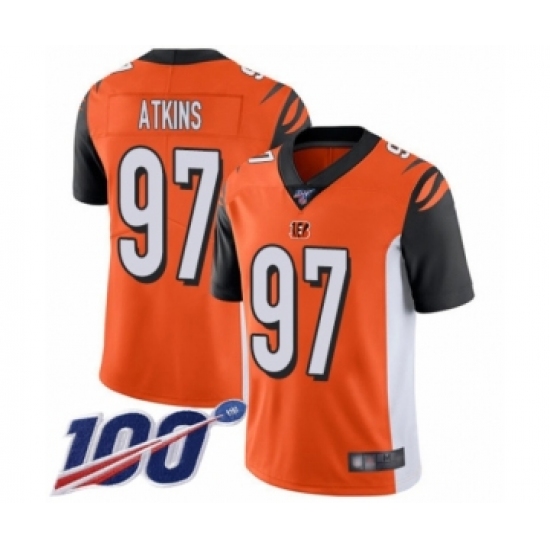 Men's Cincinnati Bengals #97 Geno Atkins Orange Alternate Vapor Untouchable Limited Player 100th Season Football Jersey - Ujersey