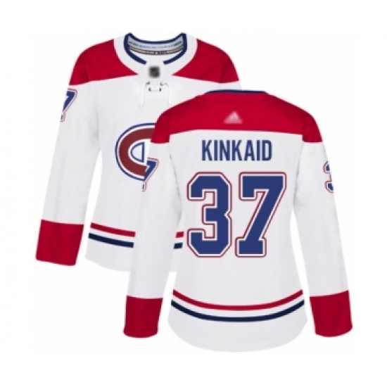 Women's Montreal Canadiens #37 Keith Kinkaid Authentic White Away Hockey Jersey - Ujersey