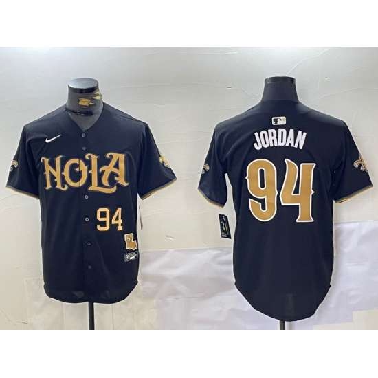 Men's New Orleans Saints #94 Cameron Jordan Black Cool Base Stitched Baseball Jerseys - Ujersey