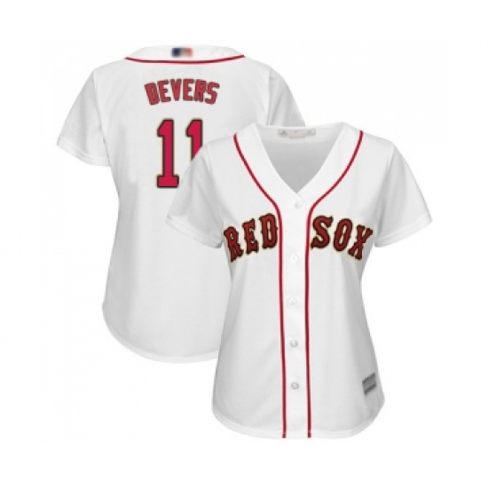 Women's Boston Red Sox #11 Rafael Devers Authentic White 2019 Gold Program Cool Base Baseball Jersey - Ujersey