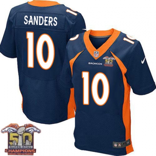 Men's Nike Denver Broncos #10 Emmanuel Sanders Elite Navy Blue Alternate Super Bowl 50 Champions NFL Jersey - Ujersey