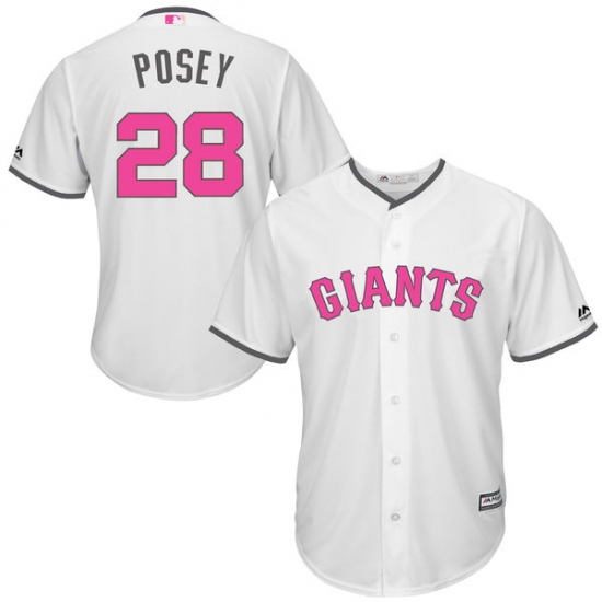 Men's Majestic San Francisco Giants #28 Buster Posey Replica White 2016 Mother's Day Cool Base MLB Jersey - Ujersey