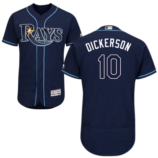 Men's Majestic Tampa Bay Rays #10 Corey Dickerson Navy Blue Alternate Flex Base Authentic Collection MLB Jersey - Ujersey