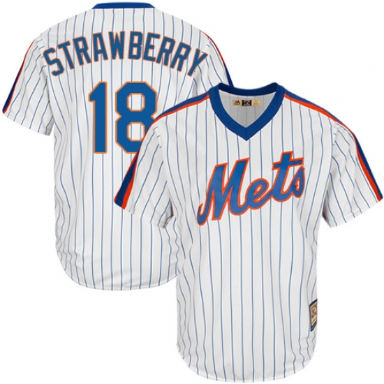 Men's Majestic New York Mets #18 Darryl Strawberry Authentic White Cooperstown MLB Jersey - Ujersey