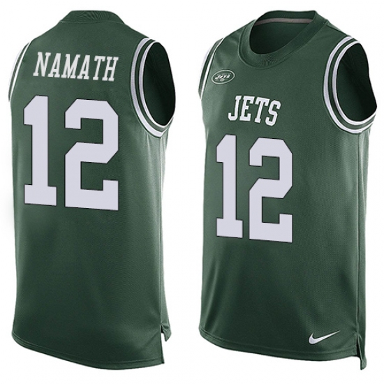 Men's Nike New York Jets #12 Joe Namath Limited Green Player Name & Number Tank Top NFL Jersey - Ujersey