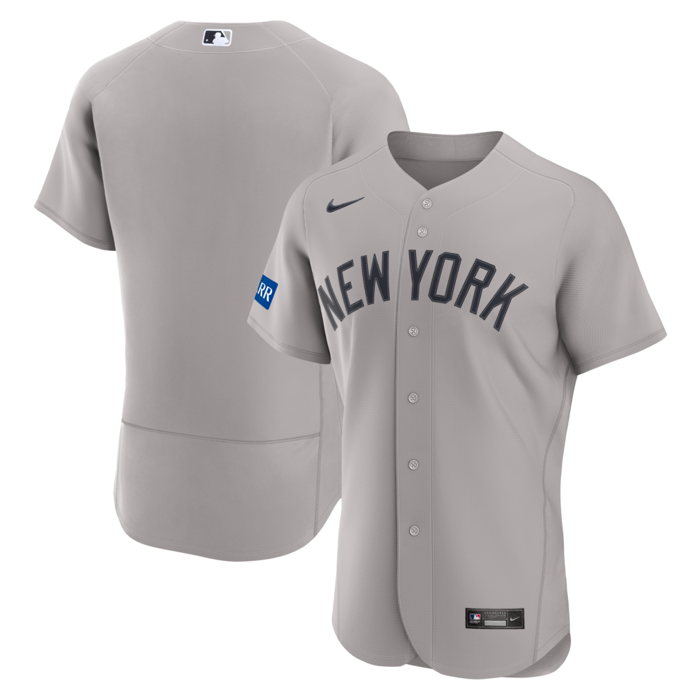 Men's New York Yankees Nike Gray Road Sponsor Patch Authentic Jersey - U-jersey