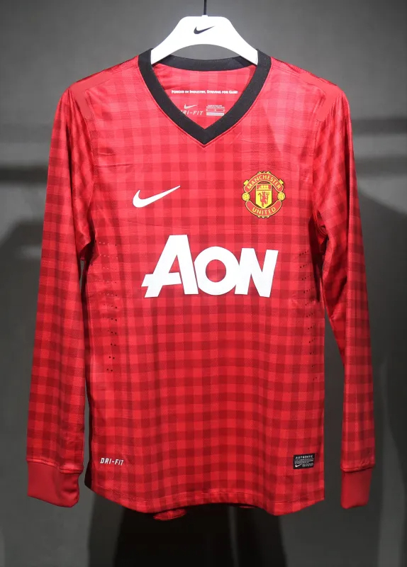 Manchester United  Retro Home Long Sleeve Football Jersey Shirt 2012/13 - U-jersey
