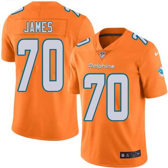 Men's Nike Miami Dolphins #70 Ja'Wuan James Limited Orange Rush Vapor Untouchable NFL Jersey - Ujersey