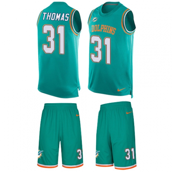 Men's Nike Miami Dolphins #31 Michael Thomas Limited Aqua Green Tank Top Suit NFL Jersey - Ujersey