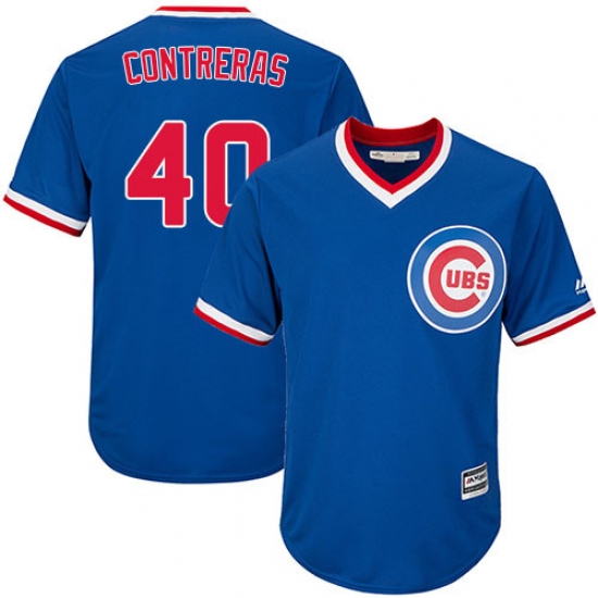 Youth Majestic Chicago Cubs #40 Willson Contreras Authentic Royal Blue Cooperstown Cool Base MLB Jersey - Ujersey