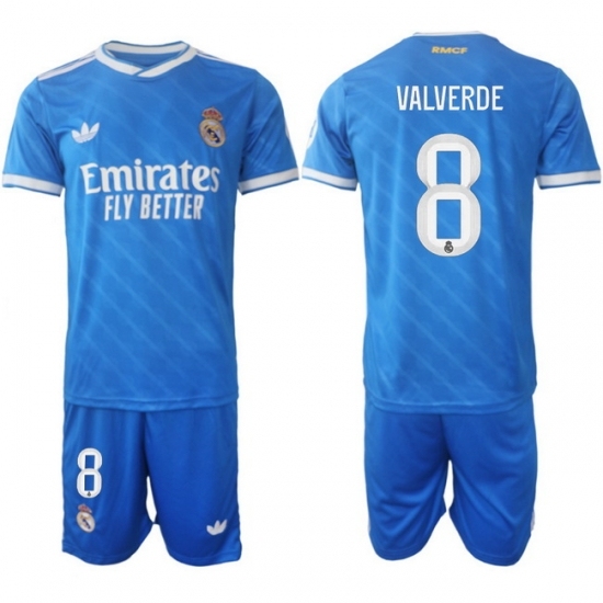 Men Real Madrid 2026 Soccer Jerseys Blue #8 VALVERDE