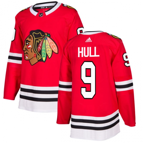 Men's Adidas Chicago Blackhawks #9 Bobby Hull Authentic Red Home NHL Jersey - Ujersey