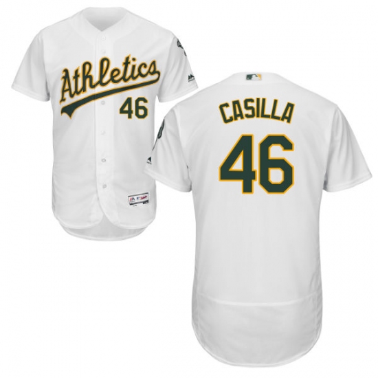 Men's Majestic Oakland Athletics #46 Santiago Casilla White Flexbase Authentic Collection MLB Jersey