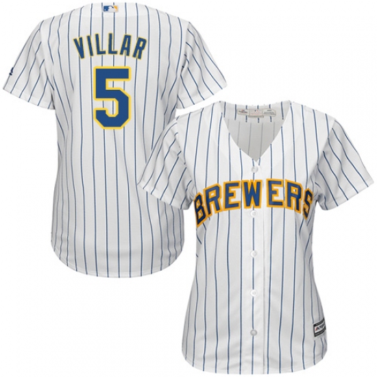 Women's Majestic Milwaukee Brewers #5 Jonathan Villar Replica White Alternate Cool Base MLB Jersey - Ujersey
