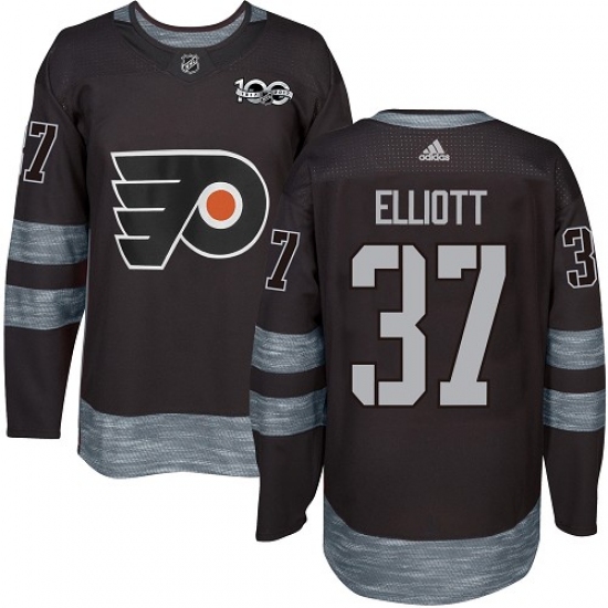Men's Adidas Philadelphia Flyers #37 Brian Elliott Authentic Black 1917-2017 100th Anniversary NHL Jersey - Ujersey