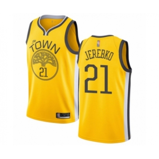 Men's Golden State Warriors #21 Jonas Jerebko Yellow Swingman Jersey - Earned Edition - Ujersey