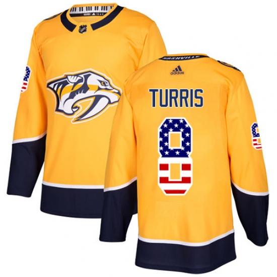 Youth Adidas Nashville Predators #8 Kyle Turris Authentic Gold USA Flag Fashion NHL Jersey - Ujersey