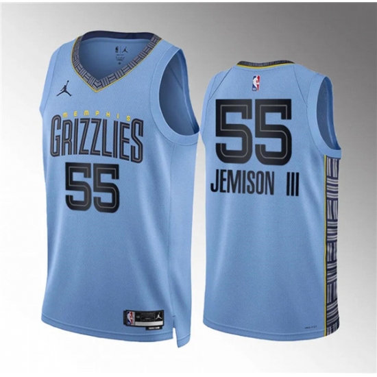 Men's Memphis Grizzlies #55 Trey Jemison Iii Blue Statement Edition Stitched Jersey