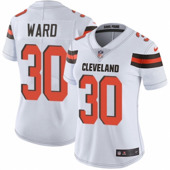 Women's Nike Cleveland Browns #30 Denzel Ward White Vapor Untouchable Limited Player NFL Jersey