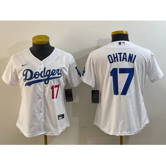 Women's Los Angeles Dodgers #17 Shohei Ohtani Number White Stitched Cool Base Nike Jersey - Ujersey