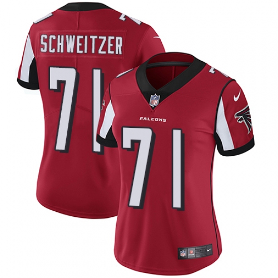 Women's Nike Atlanta Falcons #71 Wes Schweitzer Red Team Color Vapor Untouchable Elite Player NFL Jersey - Ujersey