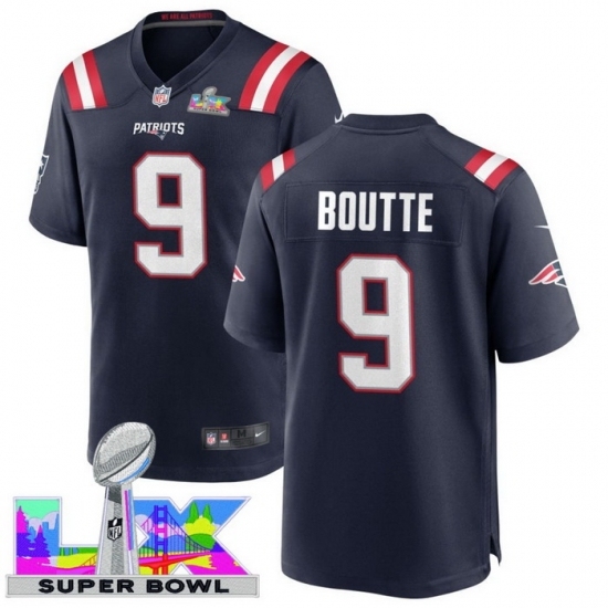 Men's New England Patriots #9 Kayshon Boutte Blue 2025 2026 Super Bowl LX F U S E Stitched Jersey - Ujersey
