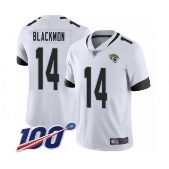 Men's Jacksonville Jaguars #14 Justin Blackmon White Vapor Untouchable Limited Player 100th Season Football Jersey - Ujersey