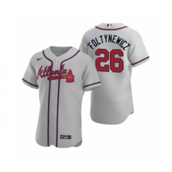 Men's Atlanta Braves #26 Mike Foltynewicz Nike Gray Authentic 2020 Road Jersey - Ujersey