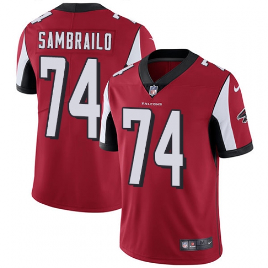 Youth Nike Atlanta Falcons #74 Ty Sambrailo Red Team Color Vapor Untouchable Limited Player NFL Jersey - Ujersey