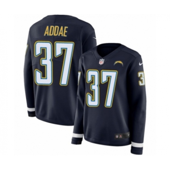 Women's Nike Los Angeles Chargers #37 Jahleel Addae Limited Navy Blue Therma Long Sleeve NFL Jersey - Ujersey