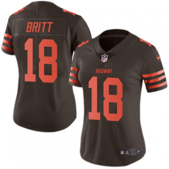Women's Nike Cleveland Browns #18 Kenny Britt Limited Brown Rush Vapor Untouchable NFL Jersey - Ujersey