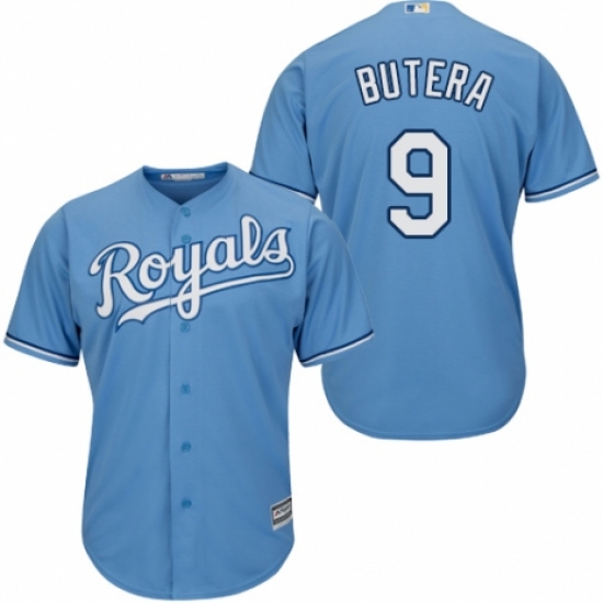 Men's Majestic Kansas City Royals #9 Drew Butera Replica Light Blue Alternate 1 Cool Base MLB Jersey - Ujersey