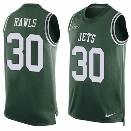 Men's Nike New York Jets #30 Thomas Rawls Limited Green Player Name & Number Tank Top NFL Jersey - Ujersey