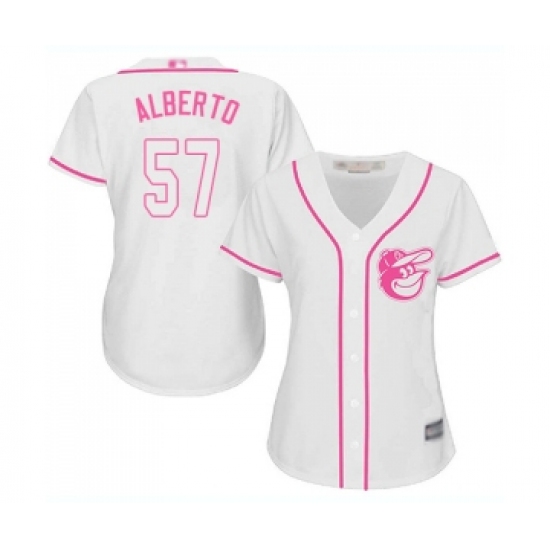 Women's Baltimore Orioles #57 Hanser Alberto Replica White Fashion Cool Base Baseball Jersey - Ujersey