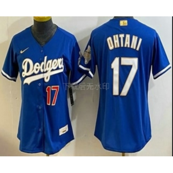 Women's Los Angeles Dodgers #17 Shohei Ohtani Blue 2026 Gold Collection Limited Jersey - Ujersey