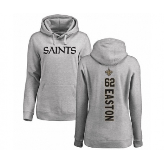 Football Women's New Orleans Saints #62 Nick Easton Ash Backer Pullover Hoodie - Ujersey