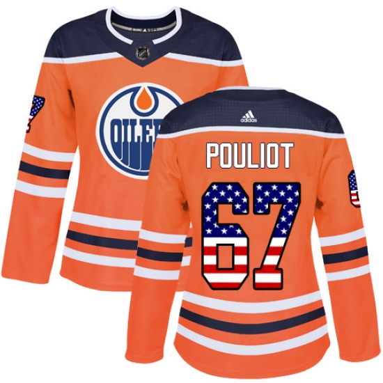 Women's Adidas Edmonton Oilers #67 Benoit Pouliot Authentic Orange USA Flag Fashion NHL Jersey - Ujersey