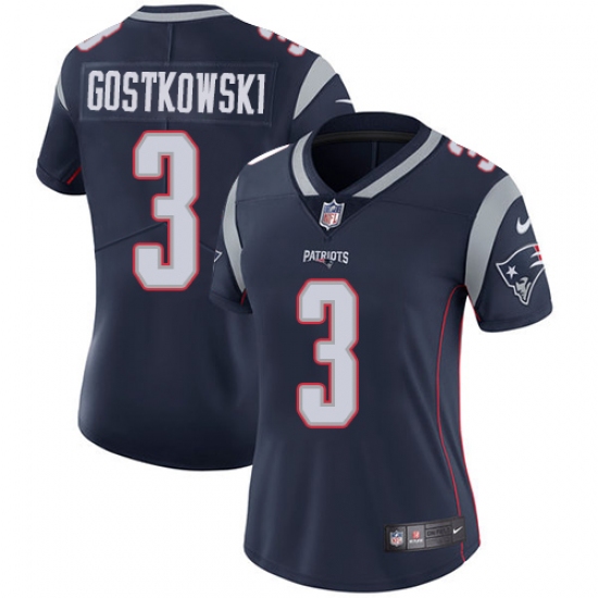Women's Nike New England Patriots #3 Stephen Gostkowski Navy Blue Team Color Vapor Untouchable Limited Player NFL Jersey - Ujersey