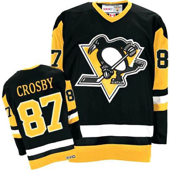 Men's CCM Pittsburgh Penguins #87 Sidney Crosby Premier Black Throwback NHL Jersey - Ujersey