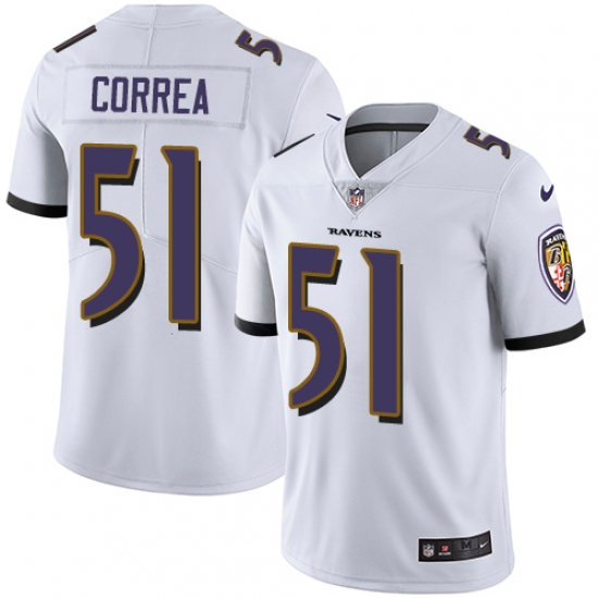 Men's Nike Baltimore Ravens #51 Kamalei Correa White Vapor Untouchable Limited Player NFL Jersey - Ujersey