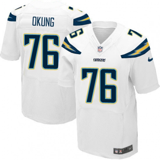 Men's Nike Los Angeles Chargers #76 Russell Okung Elite White NFL Jersey - Ujersey